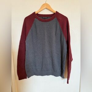 Banana Republic Men's Burgundy and Charcoal Crewneck Sweater